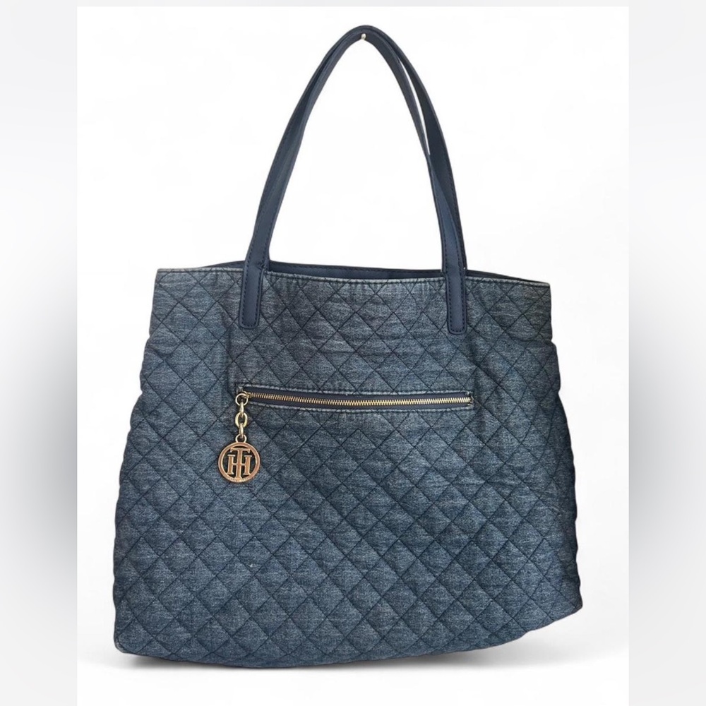 Tommy Hilfiger Quilted Blue Denim Tote